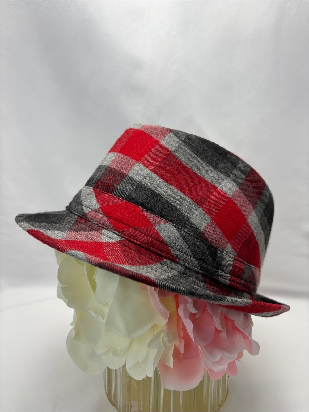 777 Lucky Unisex Black and Red Plaid Fedora #513